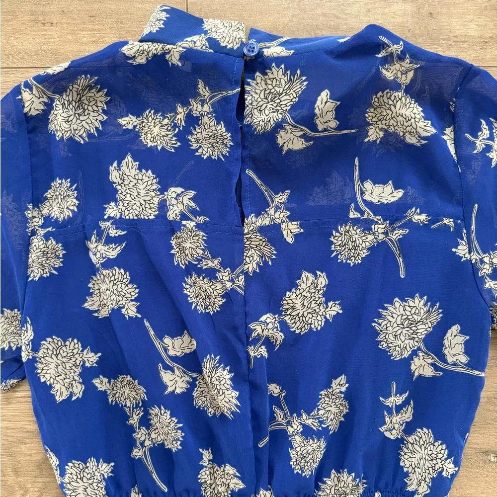 Lulus Floral Print Royal Blue Midi Dress XS/S - Picture 11 of 12